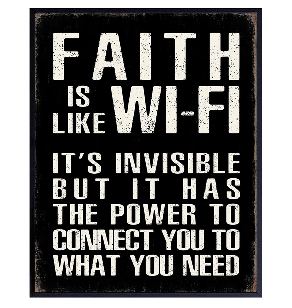 Inspirational Christian Wall Art - Religious Home Decor for Men, Catholic Gifts & Faith-Based Motivational Posters - Positive Quote Prints for Man Cave, Office & Prayer Room Decorations