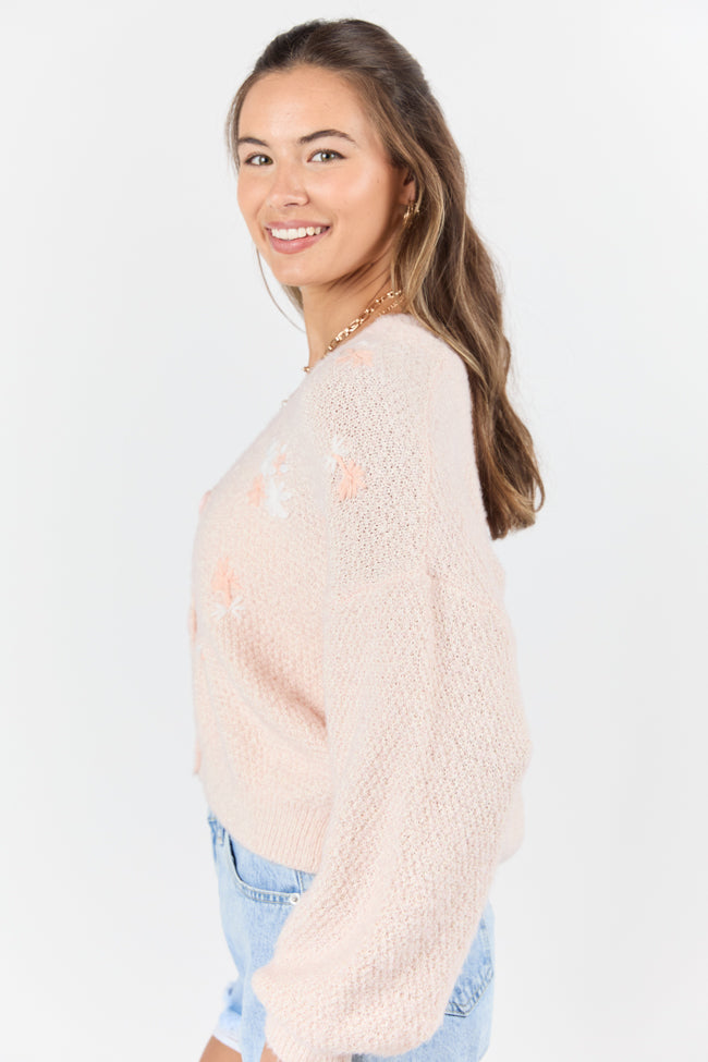 Pink Floral Cardigan for Women - Soft Knit Open Front Sweater - Perfect for Spring & Fall Layering - FINAL SALE