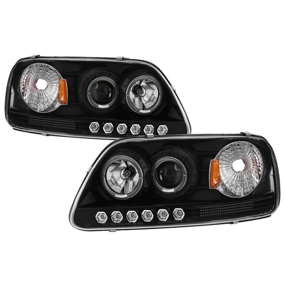 97-03 Ford F150 LED Halo Headlights - Black/Clear Lens - High Visibility Night Driving & Off-Road Lighting Upgrade