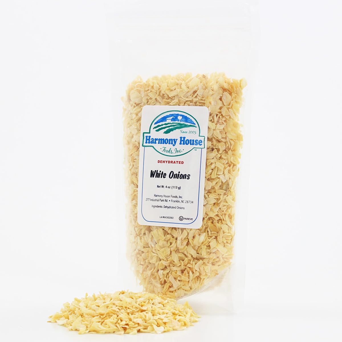 Harmony House Dried Chopped Onions 4oz - All Natural Dehydrated Vegetables for Cooking, Soups, Stews & Seasoning | Perfect for Camping, Emergency Food Storage & Pantry Supplies | Resealable Zip Pouch
