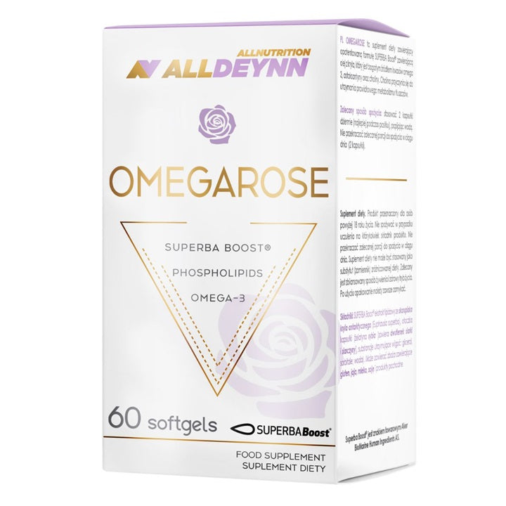 Allnutrition AllDeynn OmegaRose 60 Softgels - Premium Omega-3 Fish Oil Supplement for Heart, Brain & Joint Health - Supports Cognitive Function & Healthy Skin - Ideal for Daily Wellness Routine