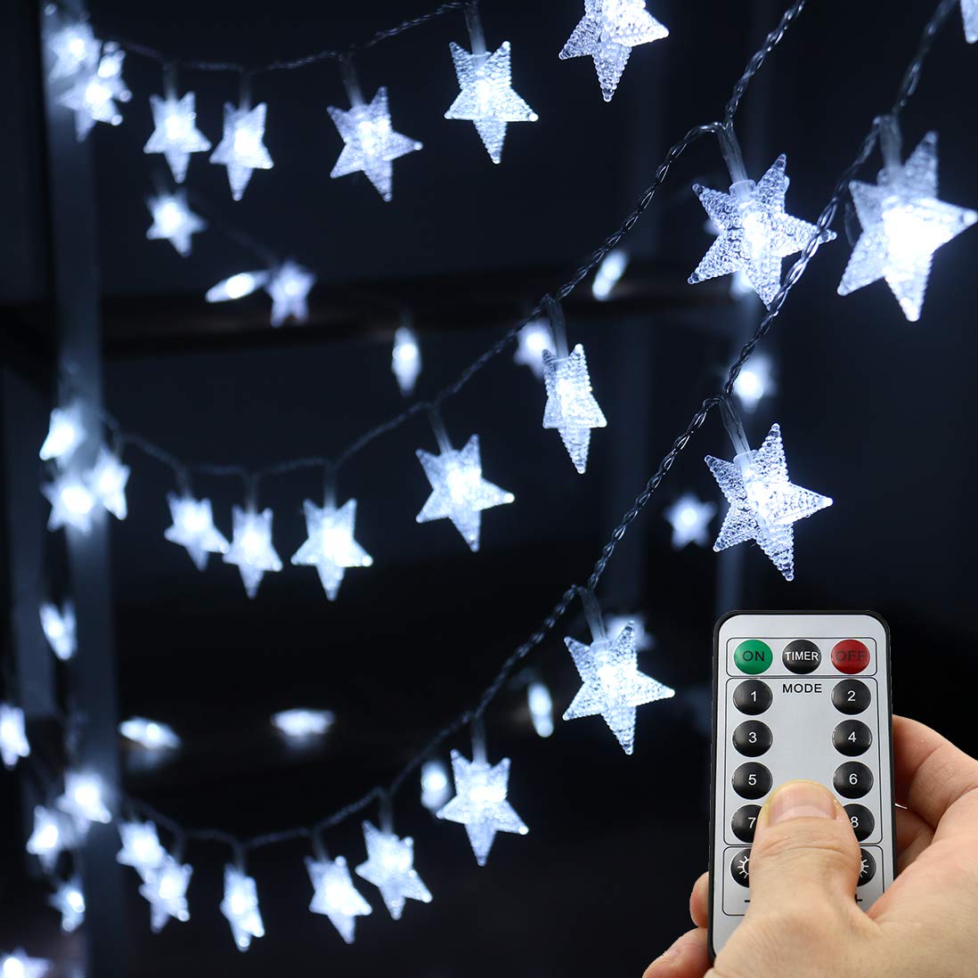 50 LED Waterproof Star String Lights - 16.4ft Battery Operated Fairy Lights for Outdoor & Indoor Use - Perfect for Christmas Trees, Weddings, Halloween, Camping, Birthday Parties & Home Decor