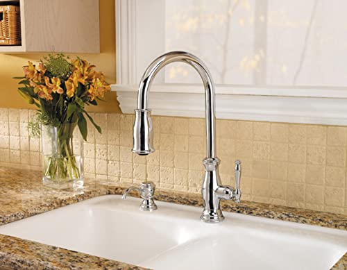 Pfister GT529-TMC Hanover 1-Handle Pull-Down Kitchen Faucet with Soap Dispenser in Chrome Finish - Perfect for Modern Kitchens and Easy Dishwashing