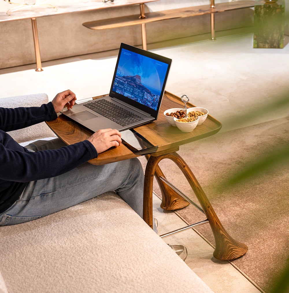 Premium Walnut Epoxy Resin Multi-Purpose Tray for TV, Laptop & Snack - Perfect for Living Room, Bedroom & Office Use