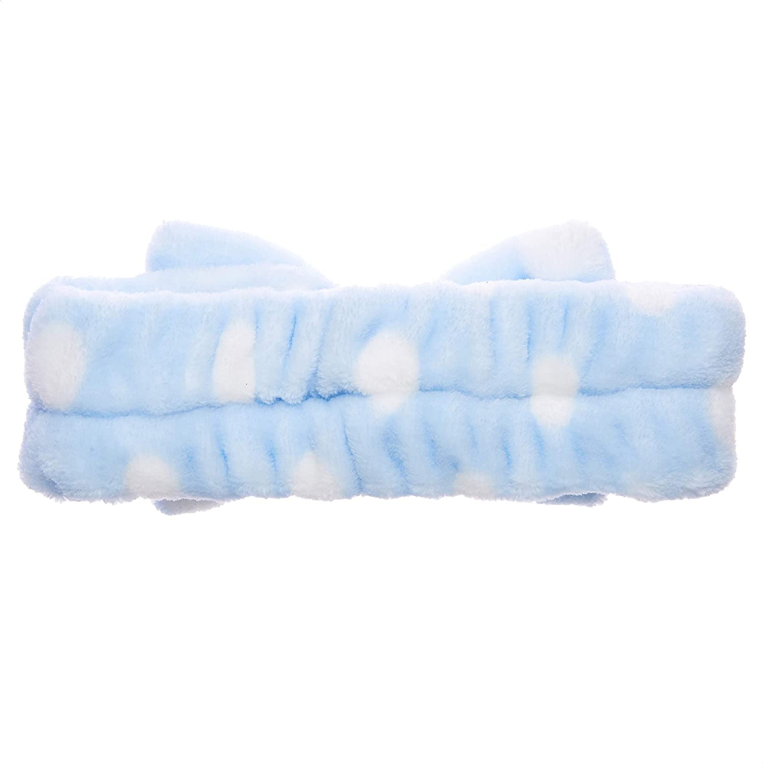 APOEM Velvet Hair Bands with Bow - Adjustable Elastic Headbands for Women (2 Pack, Grey Blue) | Perfect for Salon, Spa, Makeup & Home Use