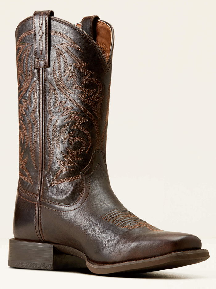 Ariat Men's Sport Herdsman Cowboy Boots - Burnished Chocolate Brown - Western Riding, Country Fashion & Outdoor Work Boots for Men