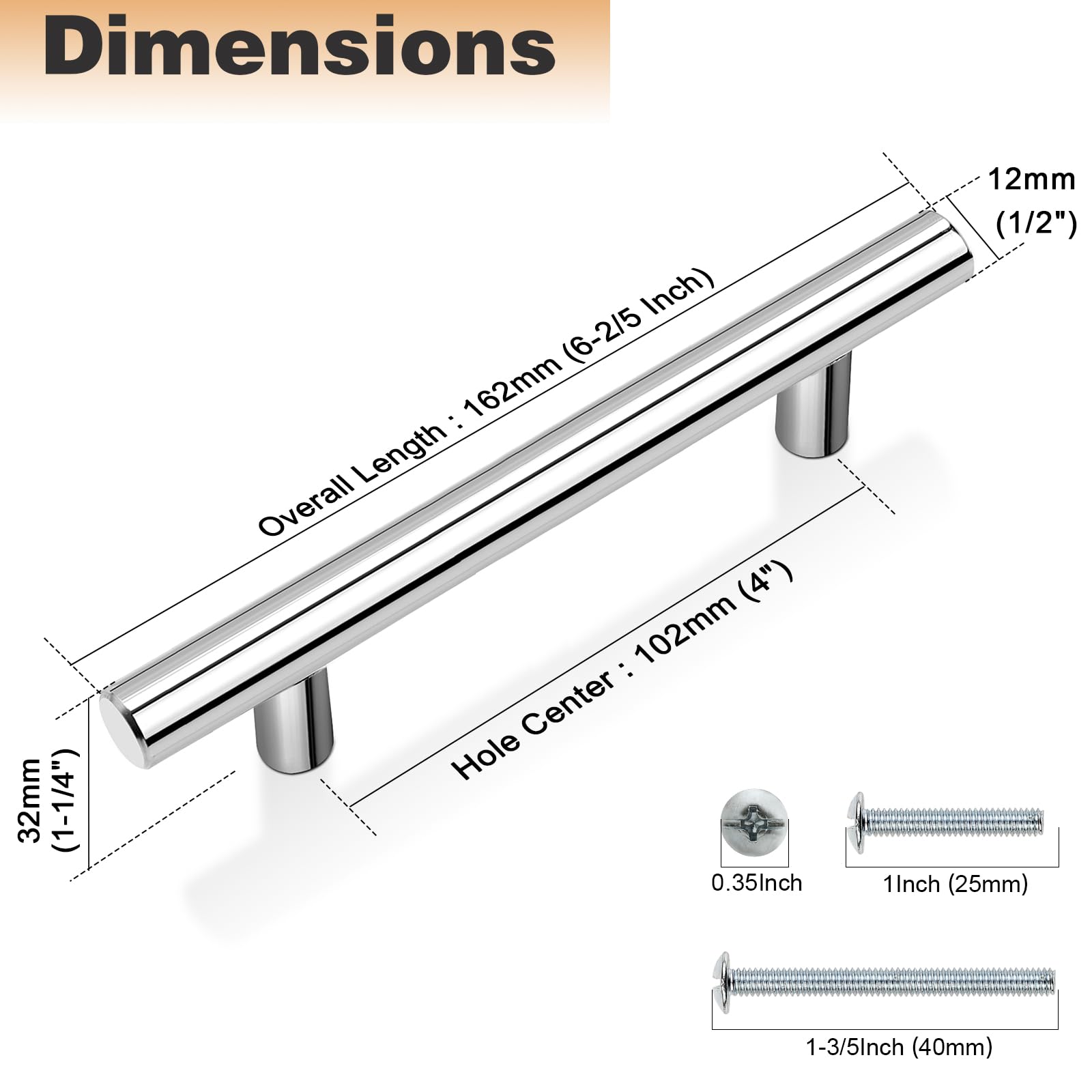 Probrico 20 Pack Polished Chrome Kitchen Cabinet Handles - 4