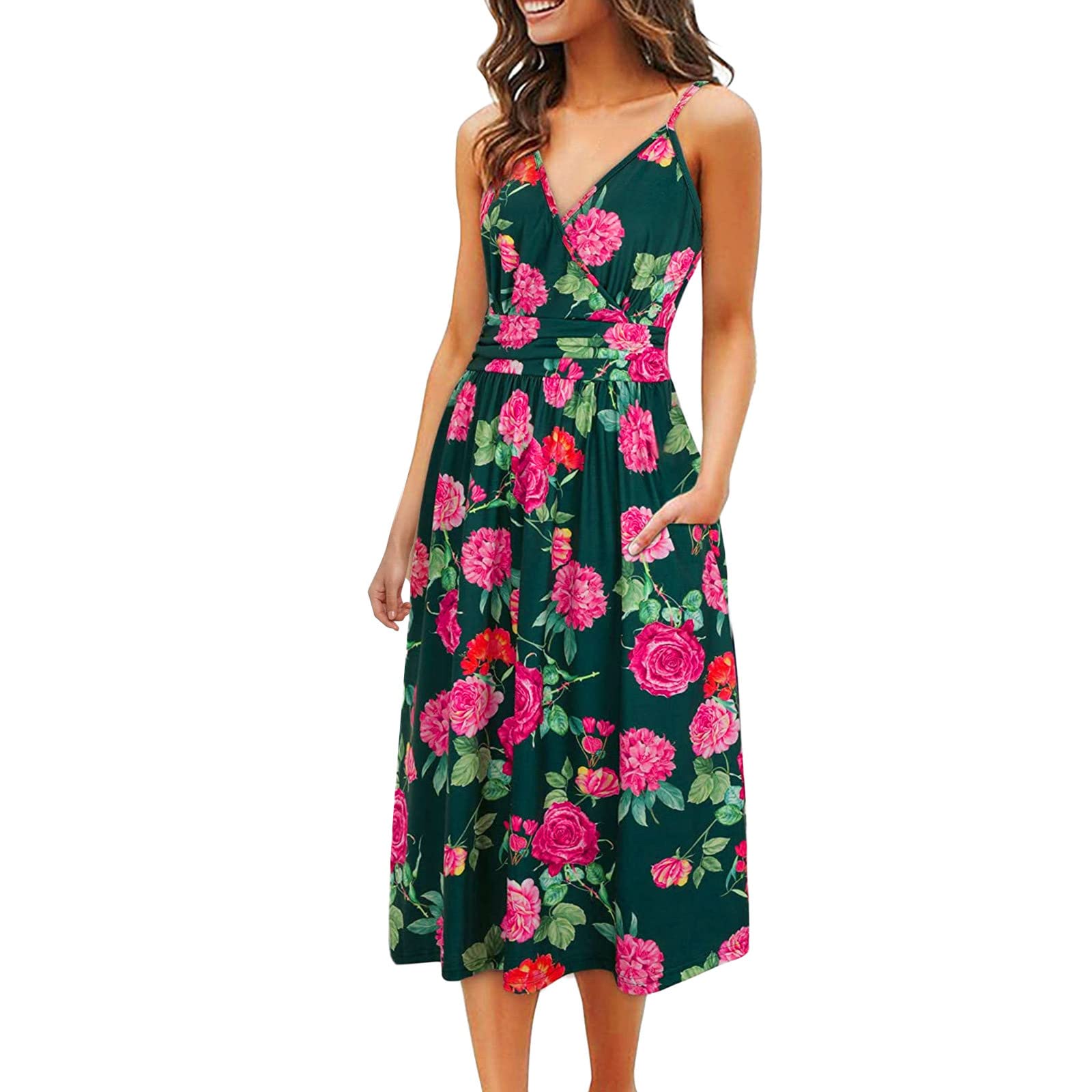 Youeneom Women's Summer Dresses - Slim Sleeveless Scoop Neck A-Line Flare Sundress (X44) | Perfect for Beach Vacations, Date Nights & Summer Parties