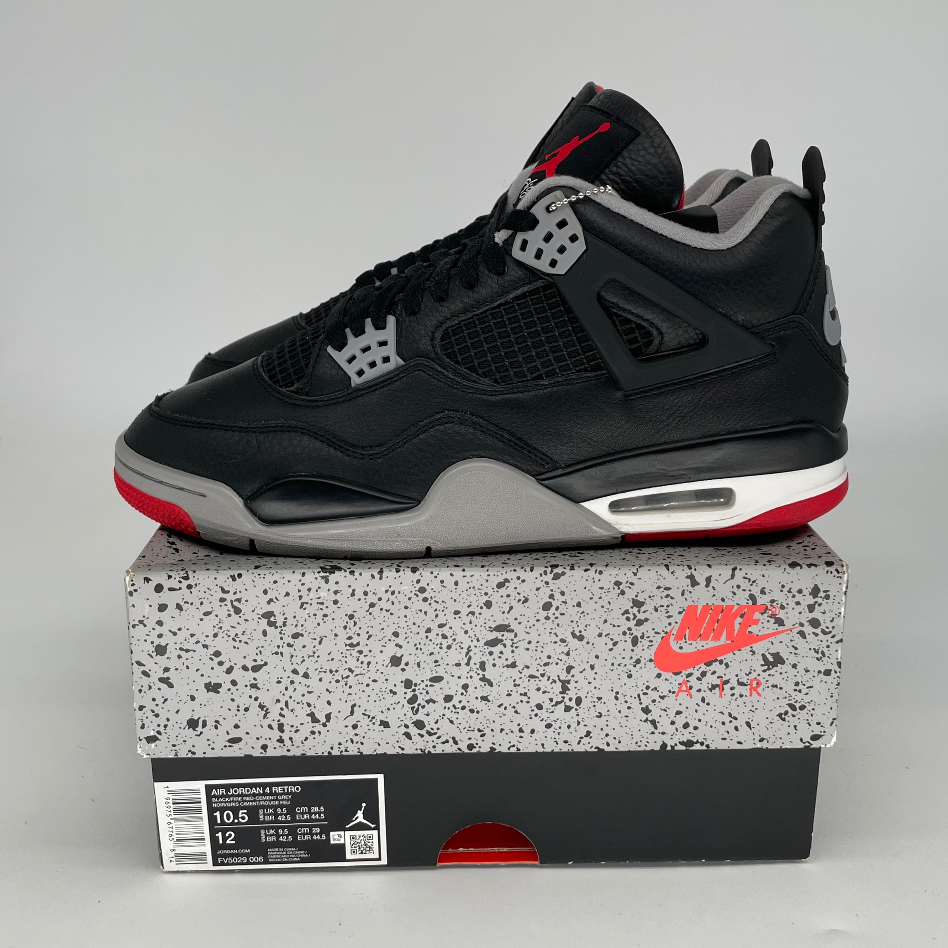 Original Air Jordan 4 Bred Reimagined Men's Basketball Shoes Size 10.5/12W (FV5029-006) - Retro Sneakers for Streetwear & Basketball Games