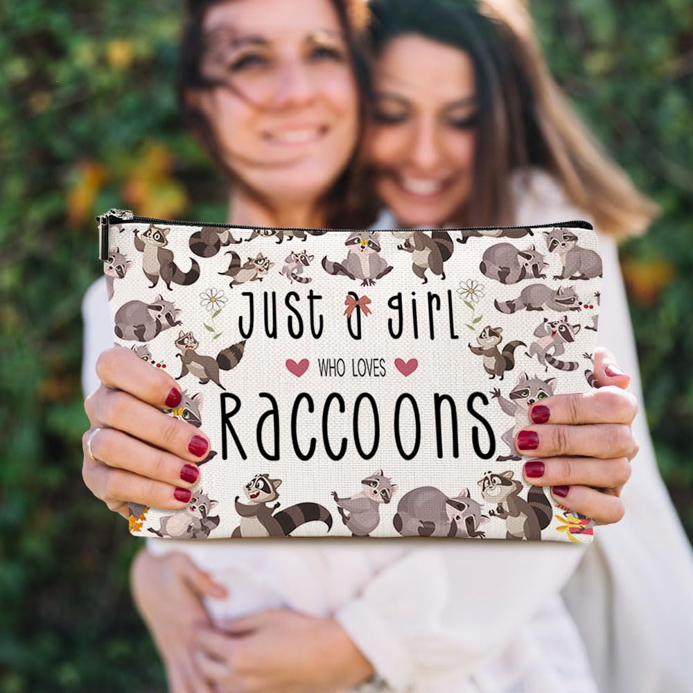 Cute Raccoon Makeup Bag - Perfect Gift for Women & Girls Who Love Raccoons - Funny Christmas Birthday Present for Teens, Best Friend, Daughter, BFF, Sister - Waterproof Cosmetic Case for Travel, School & Daily Use