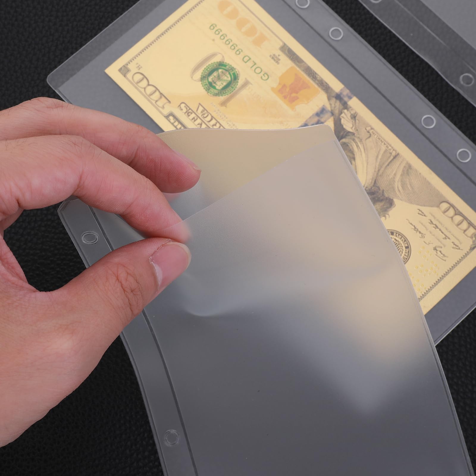 12 Pcs A6 Binder Sleeves - Clear PVC Cash Envelopes with 6 Holes, Waterproof Card Sleeves for Organizing Cash, Invoices & Coupons | Perfect for Budgeting, Office Filing & Document Storage