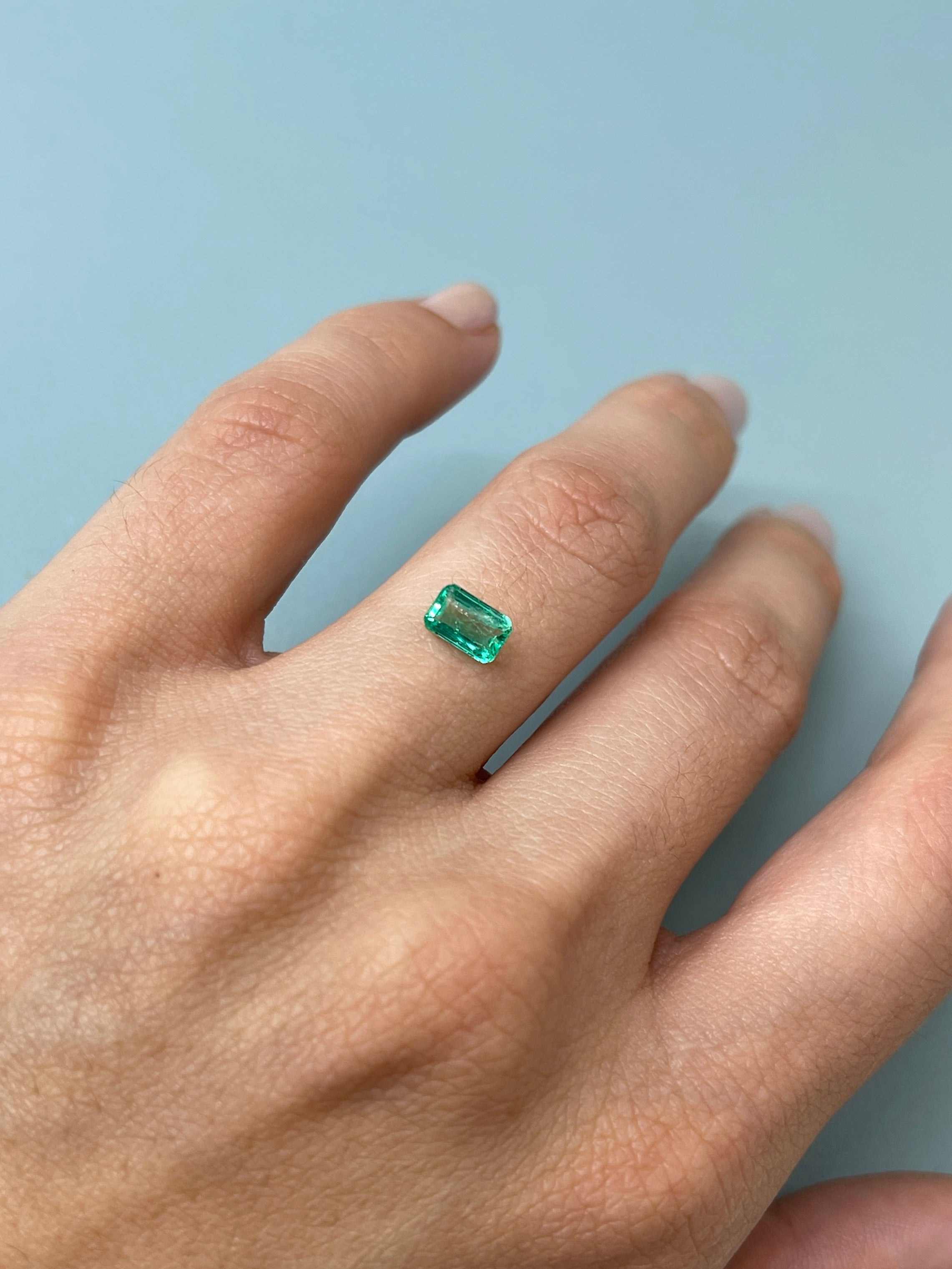 0.77 Carat 7x4.5mm Glowing Loose Colombian Emerald - Emerald Cut Gemstone for Jewelry Making & Engagement Rings