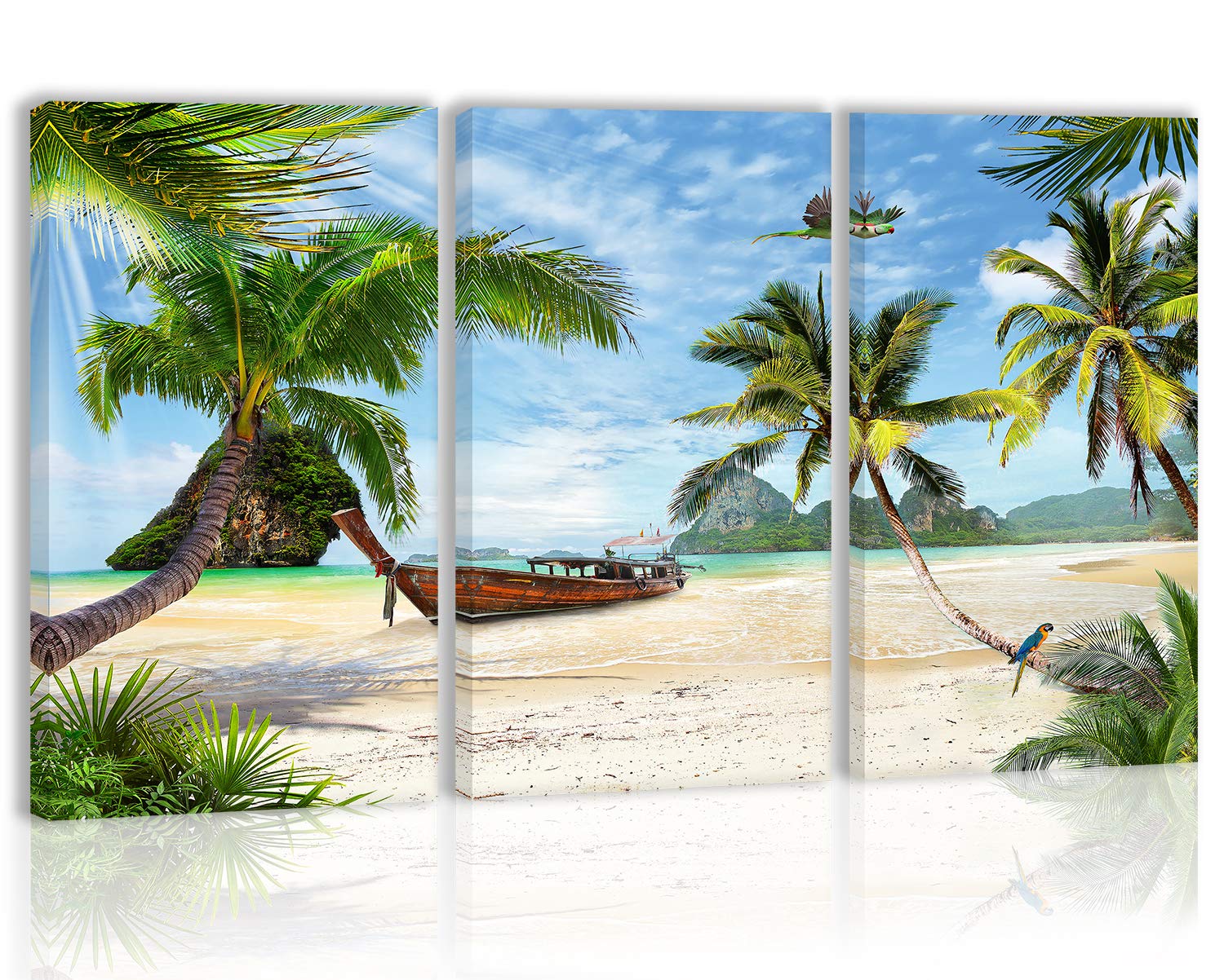 Tropical Palm Tree Wall Art Decor - Modern Beach Coconut Tree Canvas Painting Prints for Living Room, Dining Room, Bedroom | Coastal Home Decor & Beach House Wall Decor