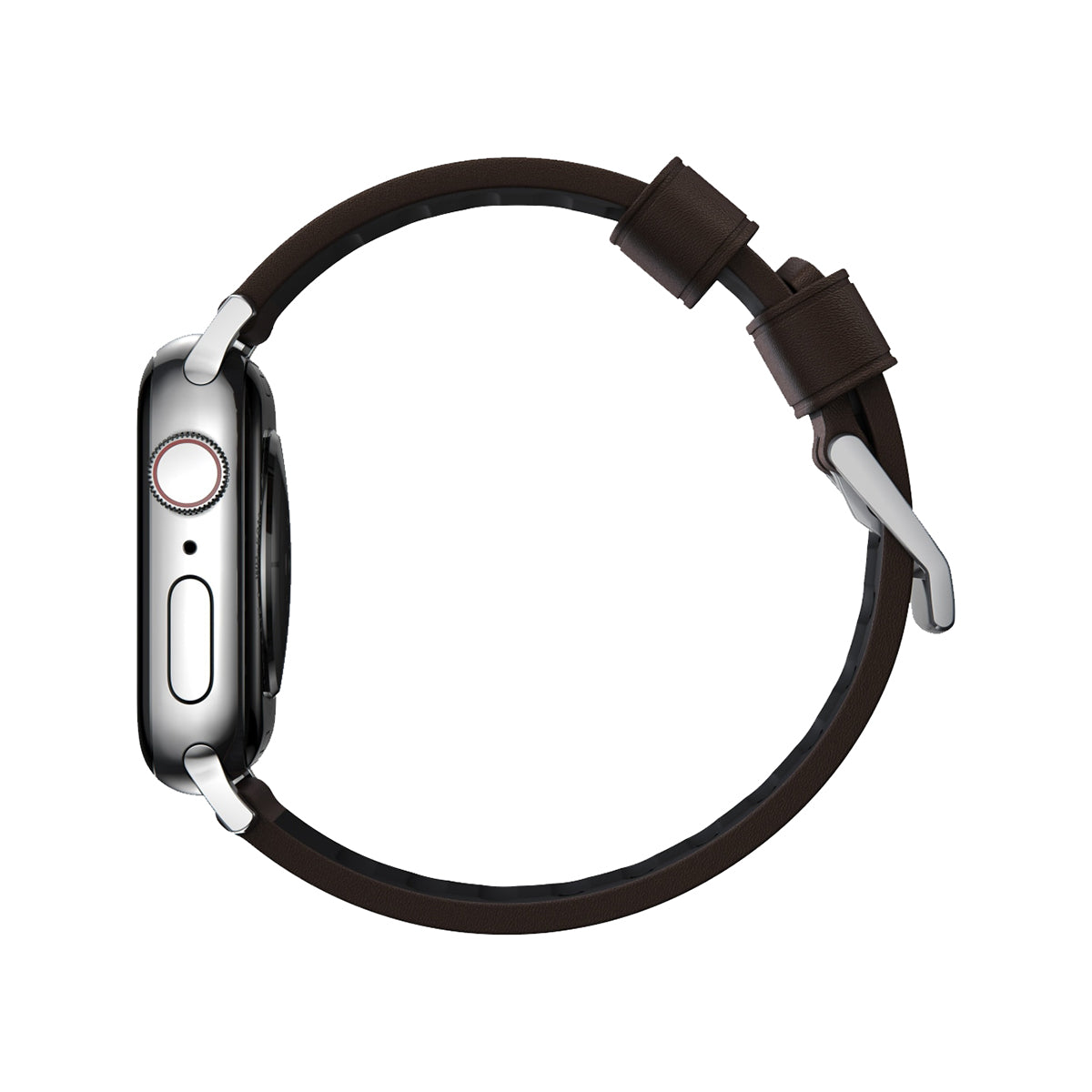 Nomad Active Band Pro 45mm / 49mm Silver Hard Case with Premium Brown Leather Strap - Compatible with Apple Watch for Workout, Travel & Everyday Wear