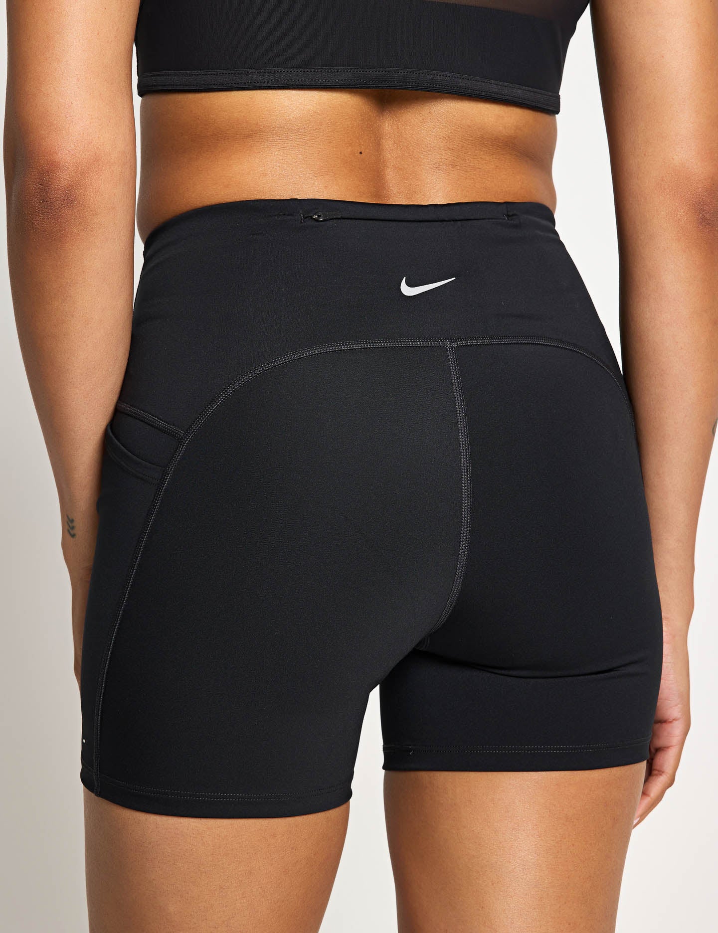 Swift High Waisted 4 Tight Running Shorts - Black/Reflective Silver | Women's Athletic Workout Shorts for Running, Yoga & Gym | Moisture-Wicking & Breathable