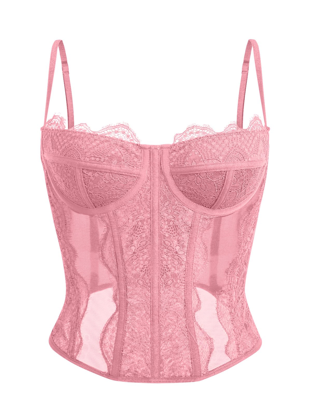 Sexy Lace Corset Tops for Women - Mesh Spaghetti Strap Bustier for Date Night, Club Party & Going Out | Trendy Fashion Top for Evening Events, Nightlife & Special Occasions