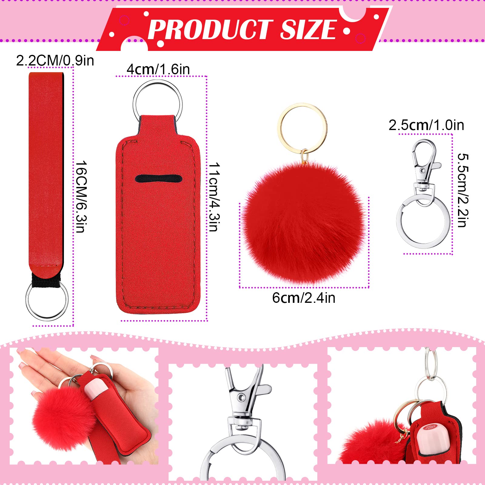 Colorful Lipstick Holder Keychain Set - 20 Pcs for Women, Perfect for Makeup & Gifts