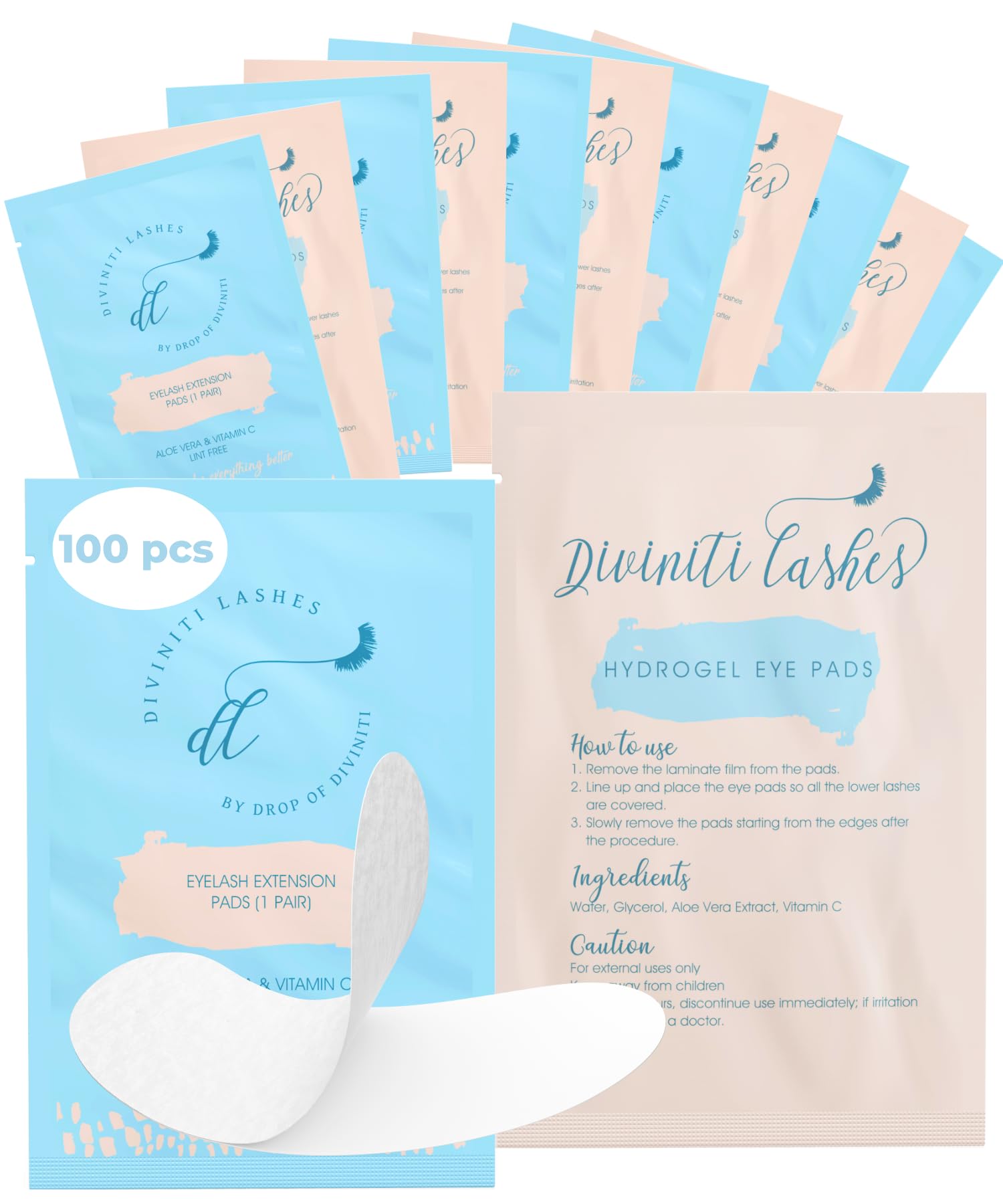 100 Pairs Hydrogel Under Eye Gel Pads for Eyelash Extensions - Aloe Vera Soothing, Lint-Free Lash Extension Supplies - Perfect for Salon Professionals & DIY Lash Care at Home