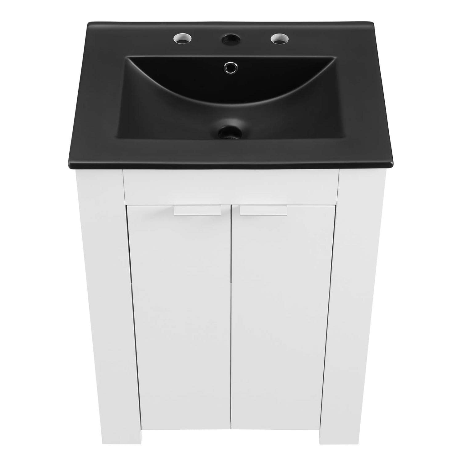 Modway Maybelle 24 Inch White and Black Bathroom Vanity with Sink - Modern Small Space Vanity for Powder Rooms, Guest Bathrooms & Apartments