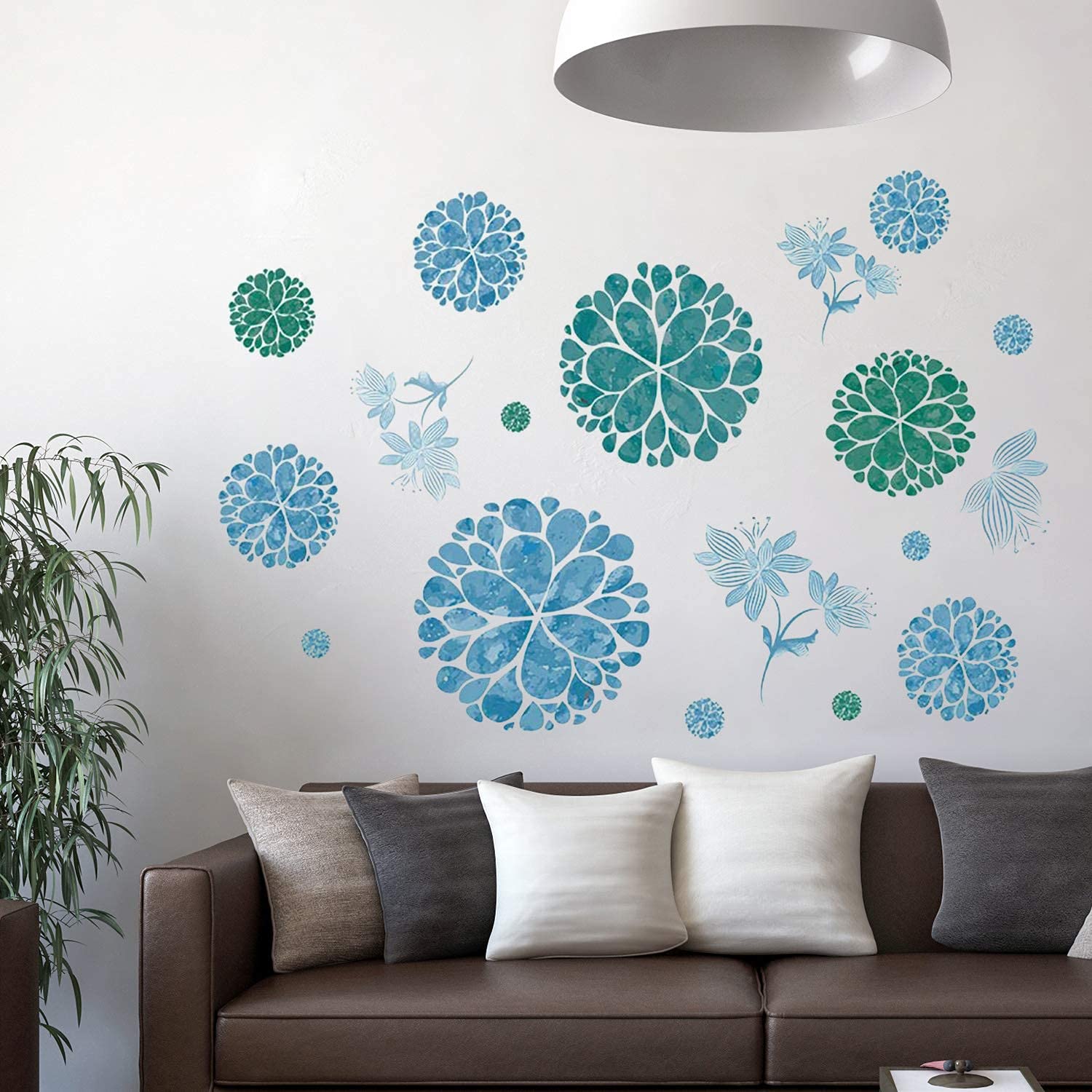 3D Blue Hydrangea Peel and Stick Wall Decal - Removable Flower Wall Sticker for DIY Home Decor | Girls Bedroom, Nursery, Living Room & Bathroom Wall Art | Perfect for Teens Room, Kids Room and Home Decoration