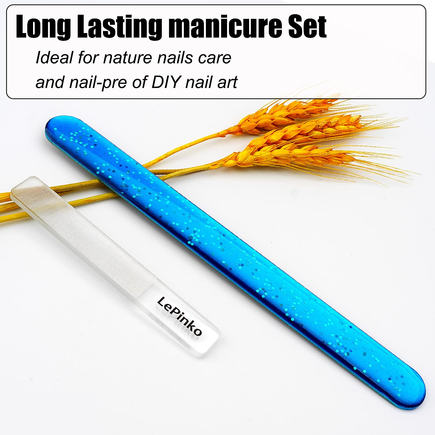 Premium Diamond Nail File & Crystal Nail Shiner Set - Stainless Steel Nail File with Nano Glass Buffer, Metal Sapphire File & Nail Polisher - Professional Manicure Pedicure Kit for Salon, Home & Travel - Perfect for DIY Nail Care, Gifts & On-the-Go Beauty