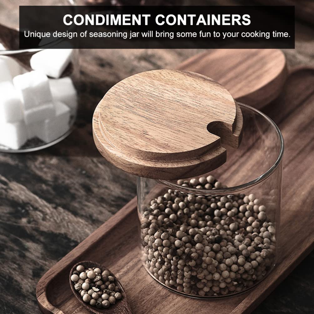 Premium 6-Piece Clear Glass Seasoning Jar Set with Wooden Lids - Spice Storage Containers for Salt, Pepper, Herbs & Spices - Perfect for Kitchen Organization & Cooking Essentials