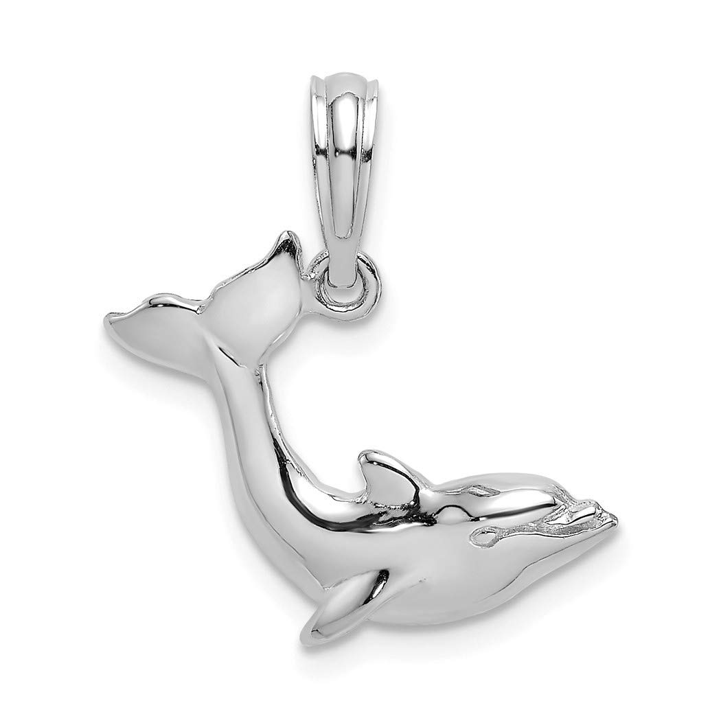 14K White Gold Dolphin Tail High Polish Textured Charm Pendant Necklace - Elegant Jewelry Gift for Women, Perfect for Birthdays, Anniversaries & Special Occasions