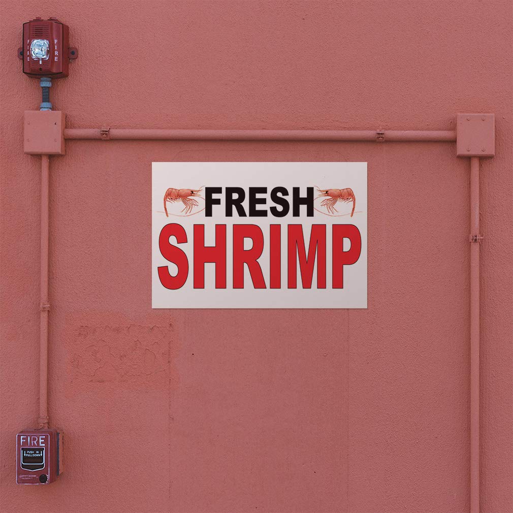 Premium Vinyl Decal Stickers - Fresh Shrimp, Black & Red Bar Design - Multiple Sizes (14x10 Inches) - Durable Restaurant & Food Truck Safety Signs - Perfect for Commercial Kitchens, Food Industry Labeling & Industrial Use