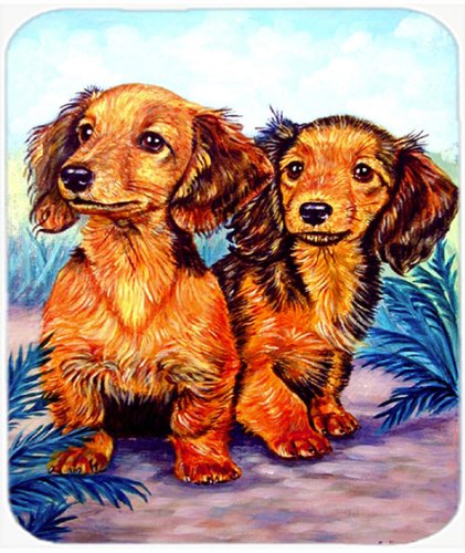 Caroline's Treasures 7022MP Long Hair Red Dachshund Two Peas Mouse Pad - Large Washable Non-Slip Desk Mat for Home Office, Gaming & Computer Work - Perfect for Laptops, Desktops & Workspaces (Hot Pad & Trivet Alternative)