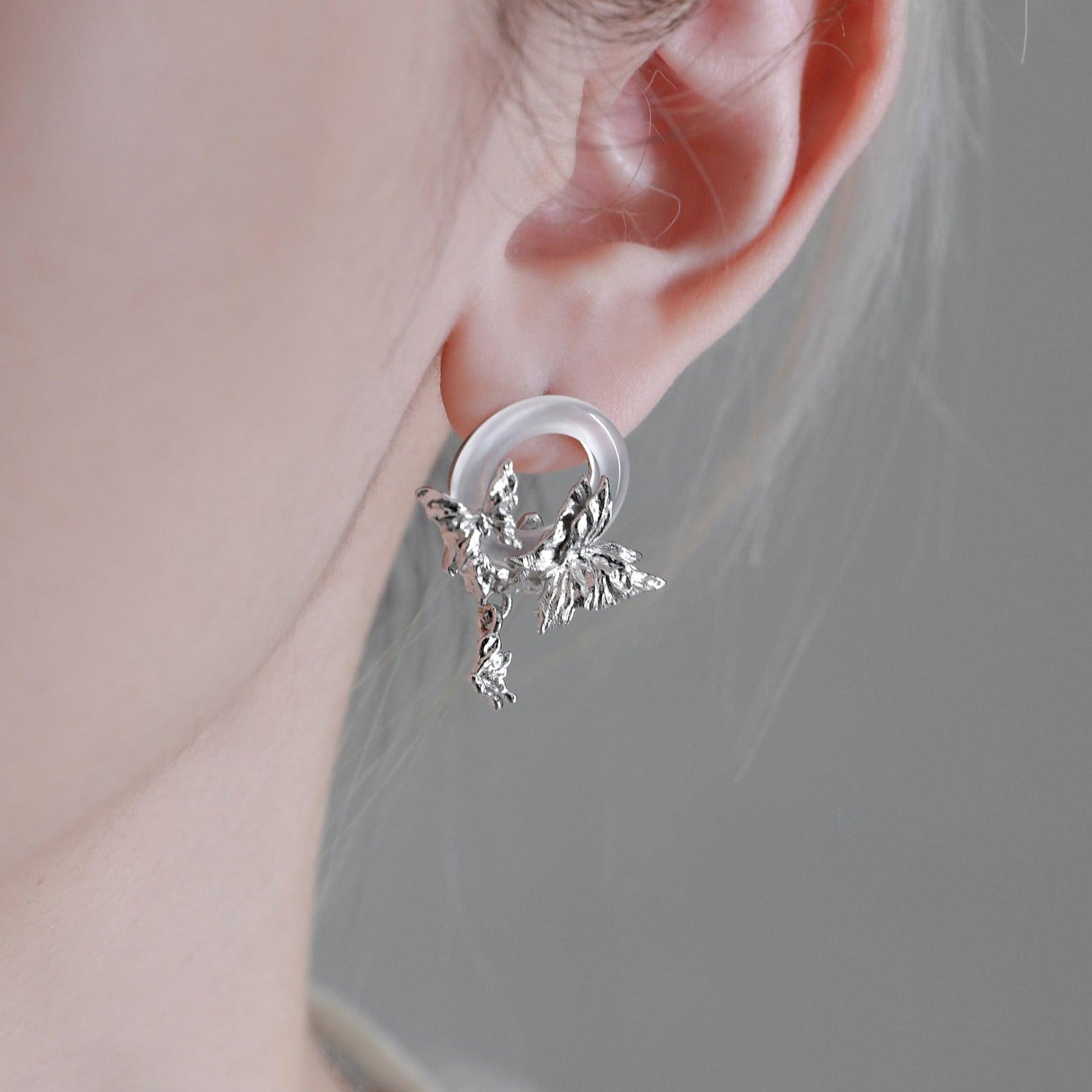 Whiterfly White Chalcedony Earrings for Women - Natural Stone Dangle Earrings, Hypoallergenic Jewelry Gift for Her - Perfect for Weddings, Parties & Everyday Wear