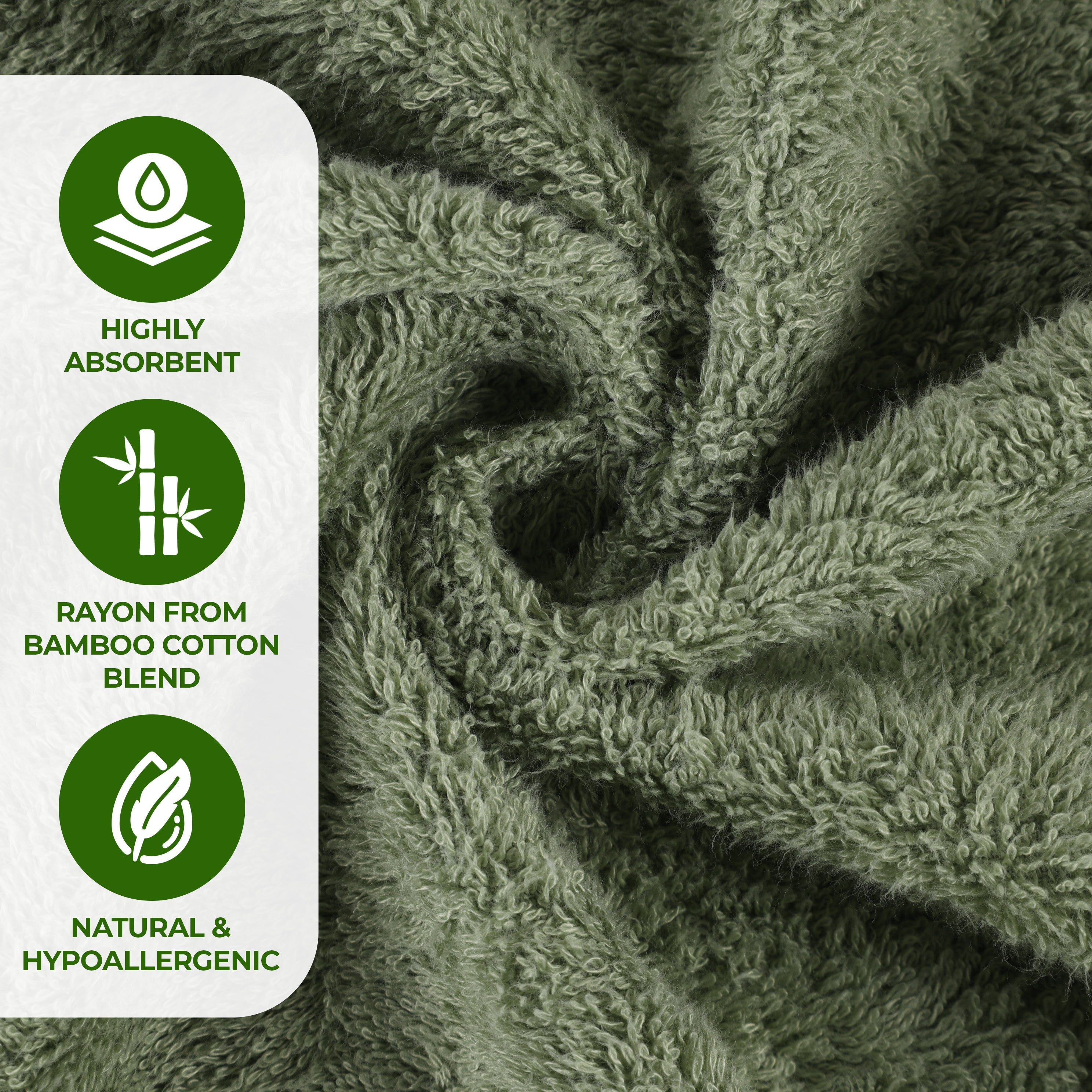 Bamboo Rayon Eco-Friendly Soft Bath Towel Set of 3 | Ultra Absorbent & Hypoallergenic | Perfect for Spa, Bathroom & Beach