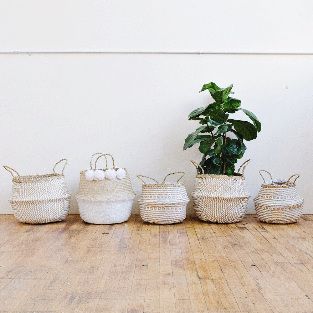 Riley Belly Basket - Handwoven Natural Fiber Storage Basket for Home Organization - Perfect for Nursery, Living Room, or Bathroom Decor