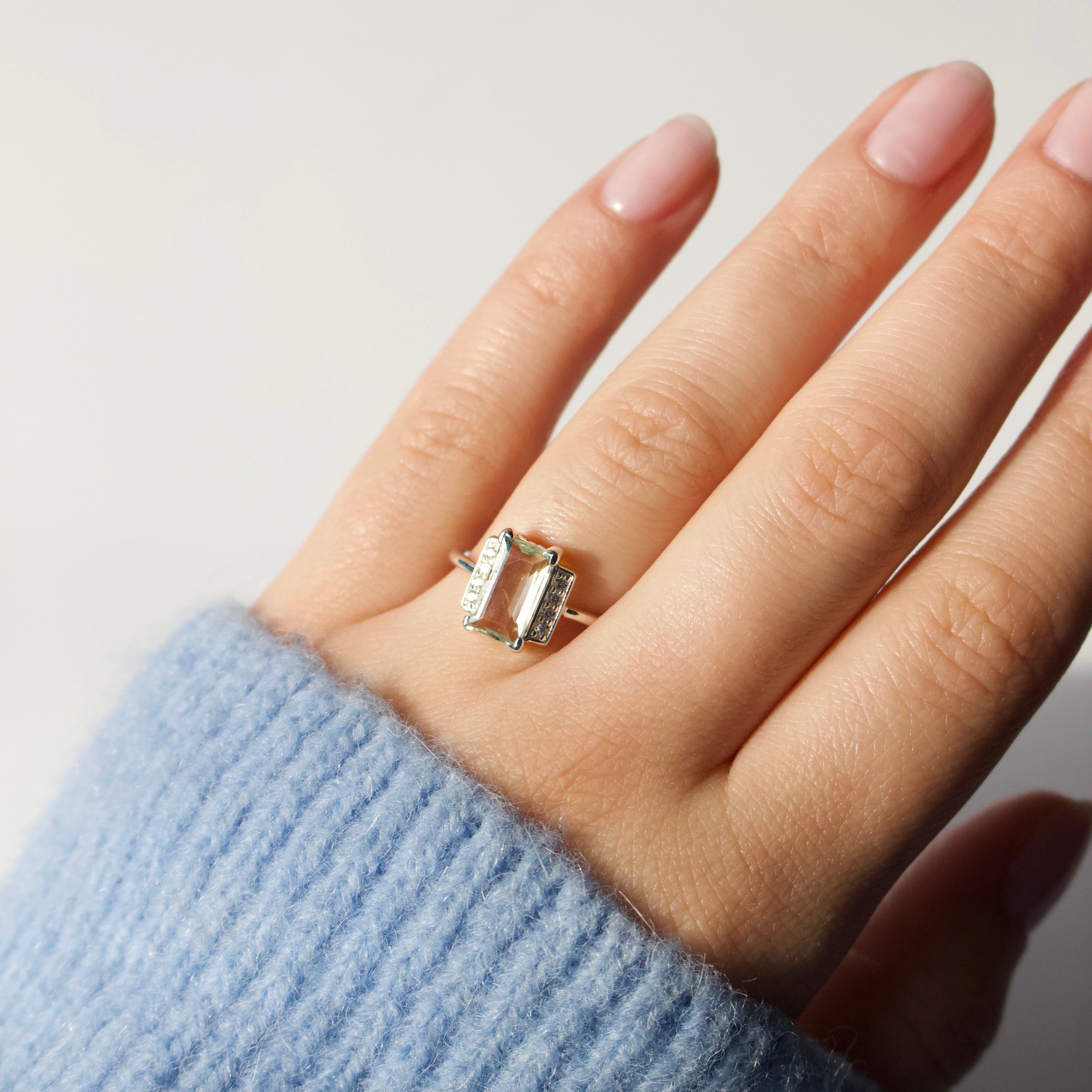 Georgia Green Amethyst & White Topaz Ring - Elegant Sterling Silver Jewelry for Women, Perfect for Weddings, Anniversaries & Special Occasions