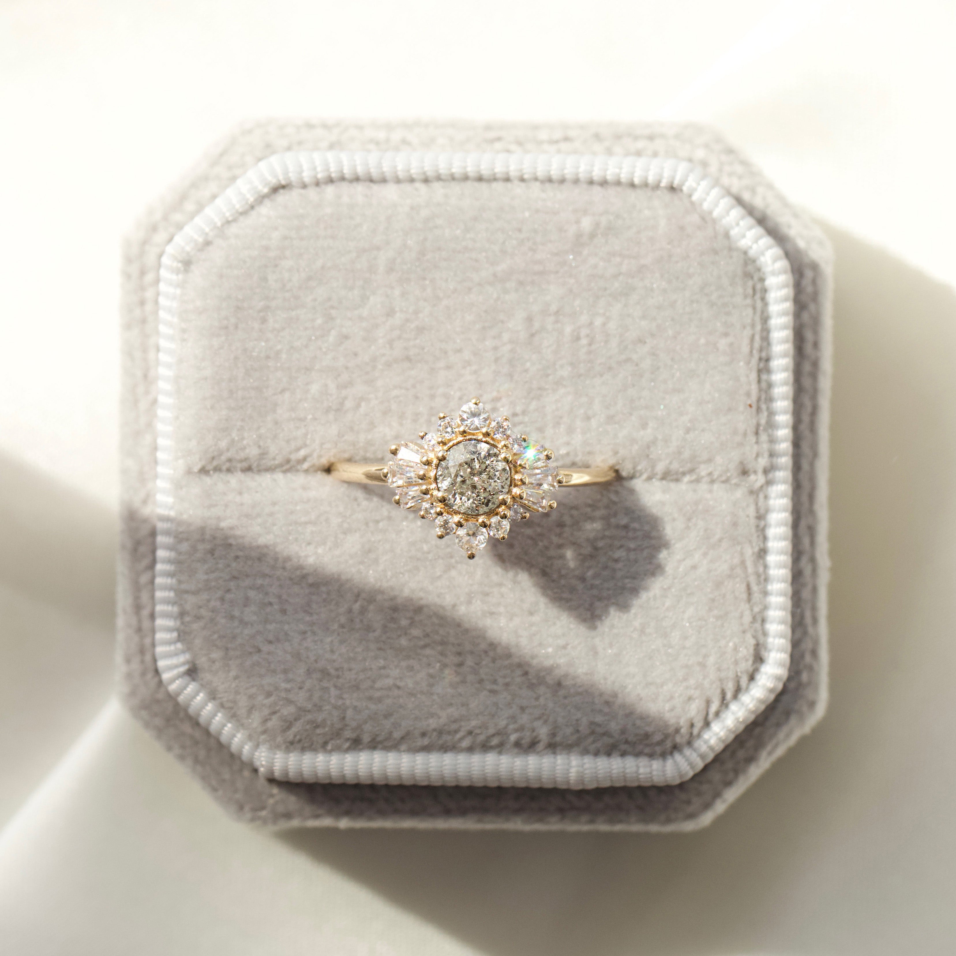 Aria Salt and Pepper Diamond Ring – Unique Grey Diamond Engagement Ring for Women, Vintage Inspired Wedding Band – Perfect for Proposals, Anniversaries, and Special Occasions