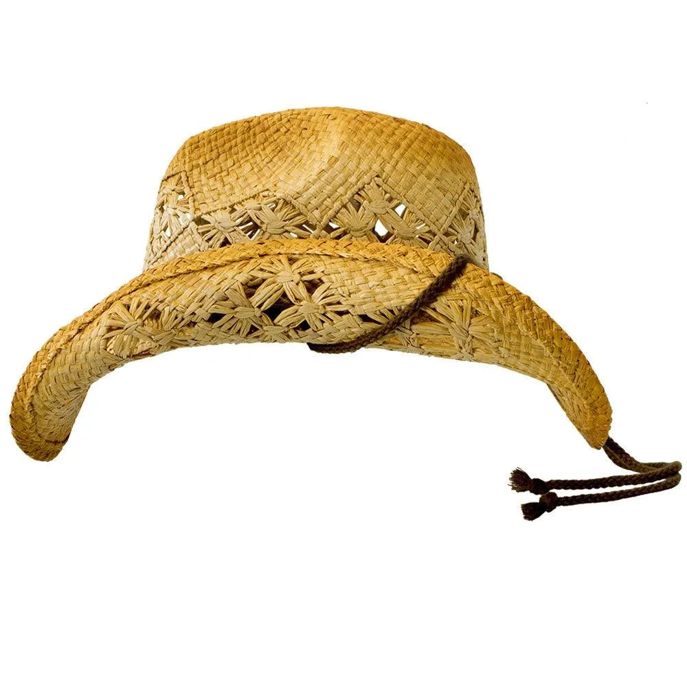 Deadwood Trading Hat Company Sonoma Raffia Straw Cowboy Hat for Women & Men - Western Style Sun Hat for Outdoor, Beach, and Country Music Festivals