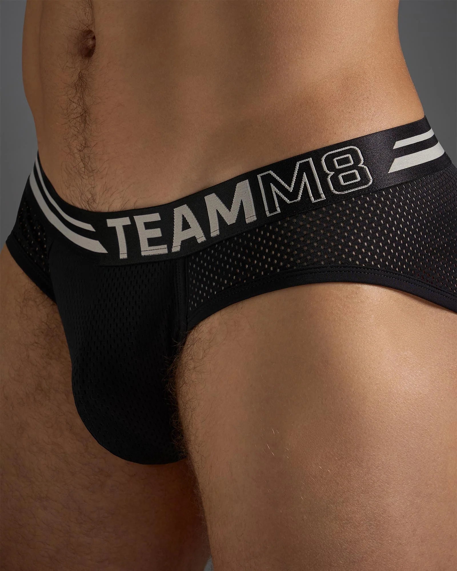 Teamm8 Racer Mesh Brief Black - Comfortable Men's Underwear for Sports, Workout & Everyday Wear