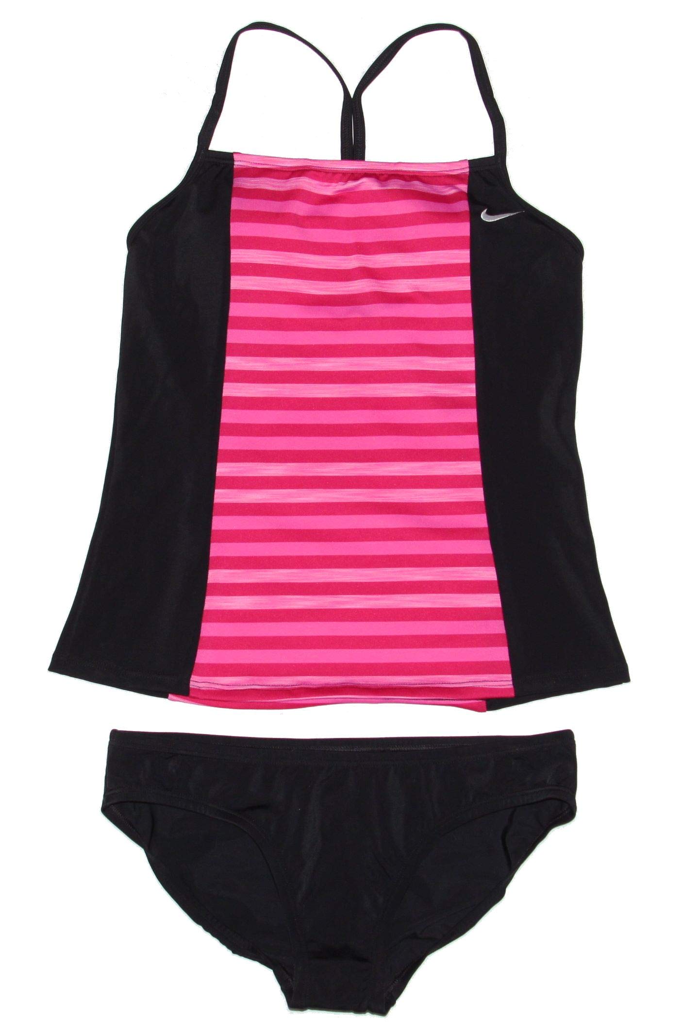 Nike Women's Athletic 2-Piece Tankini Swimsuit - Small Size, Pink Heather/Magenta/Black - Perfect for Swimming, Beach Vacation & Water Sports