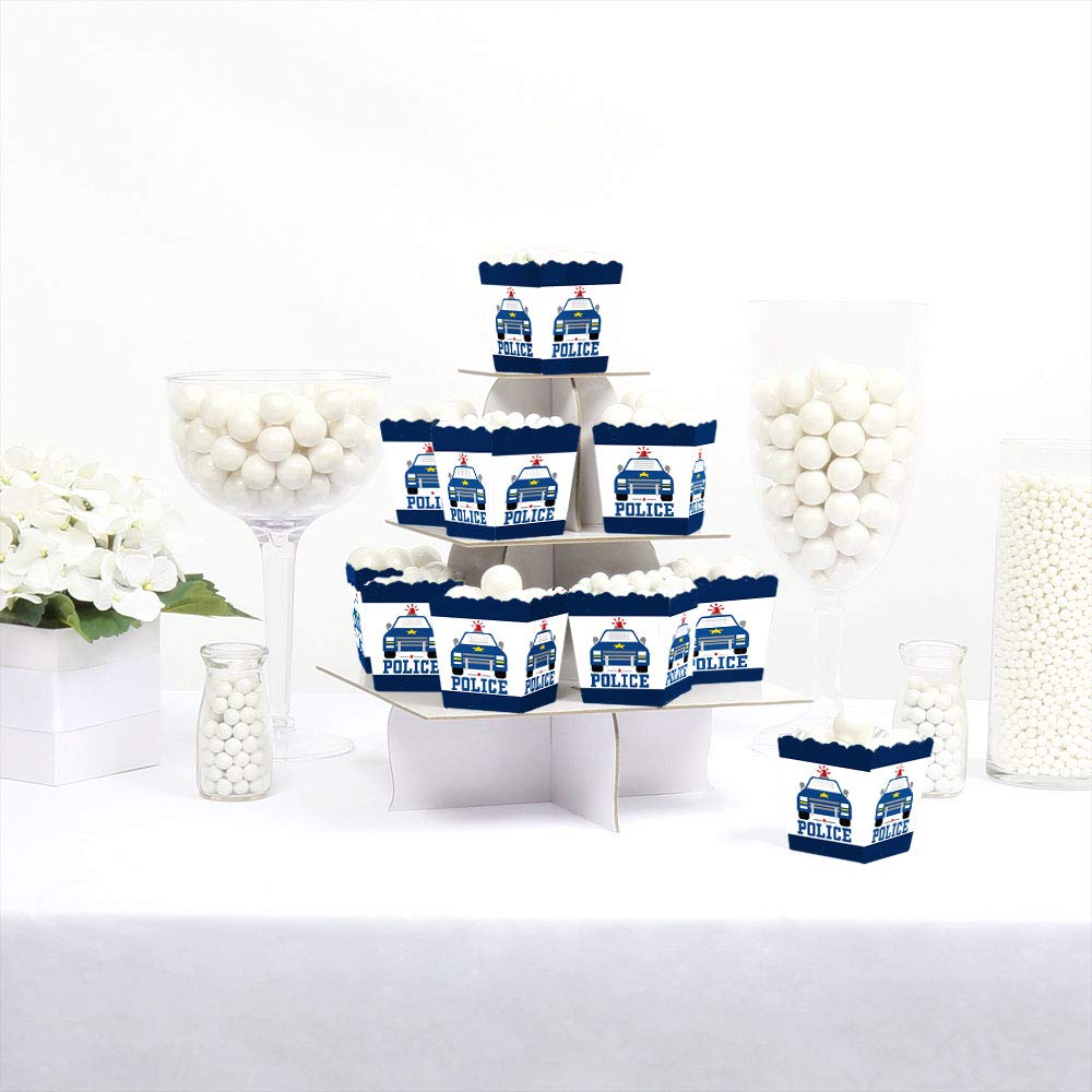 Police Party Favor Boxes - Set of 12 for Cop Birthday & Baby Shower Treats
