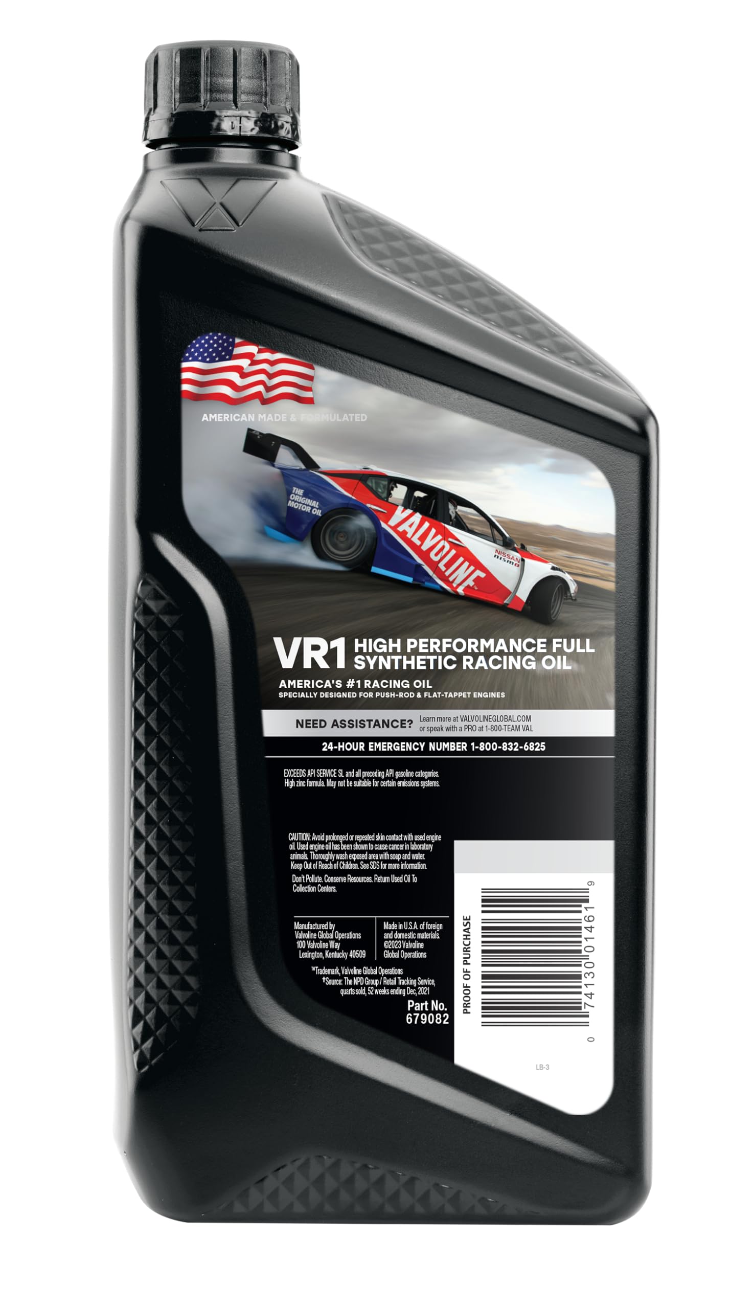 Valvoline VR1 Racing Synthetic SAE 20W-50 Motor Oil 1 QT (Case of 6) - High Performance Engine Protection for Classic Cars, Hot Rods & Racing Vehicles