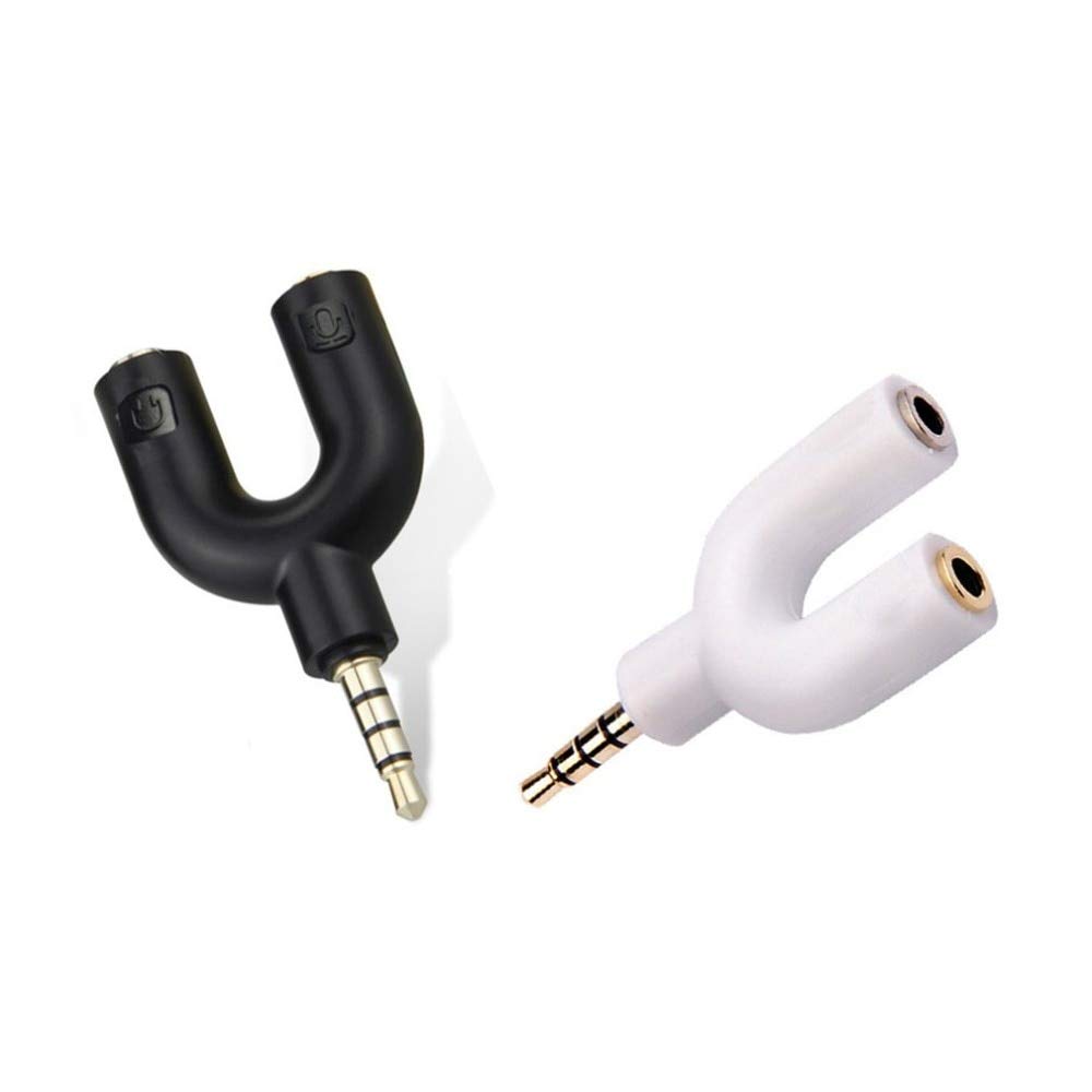 U-Shaped 3.5mm Audio Splitter Cable - Male to Dual Female Stereo Headphone Adapter for Computer, Smartphone, Laptop - Perfect for Sharing Music, Gaming & Online Classes (0.06m, Black)