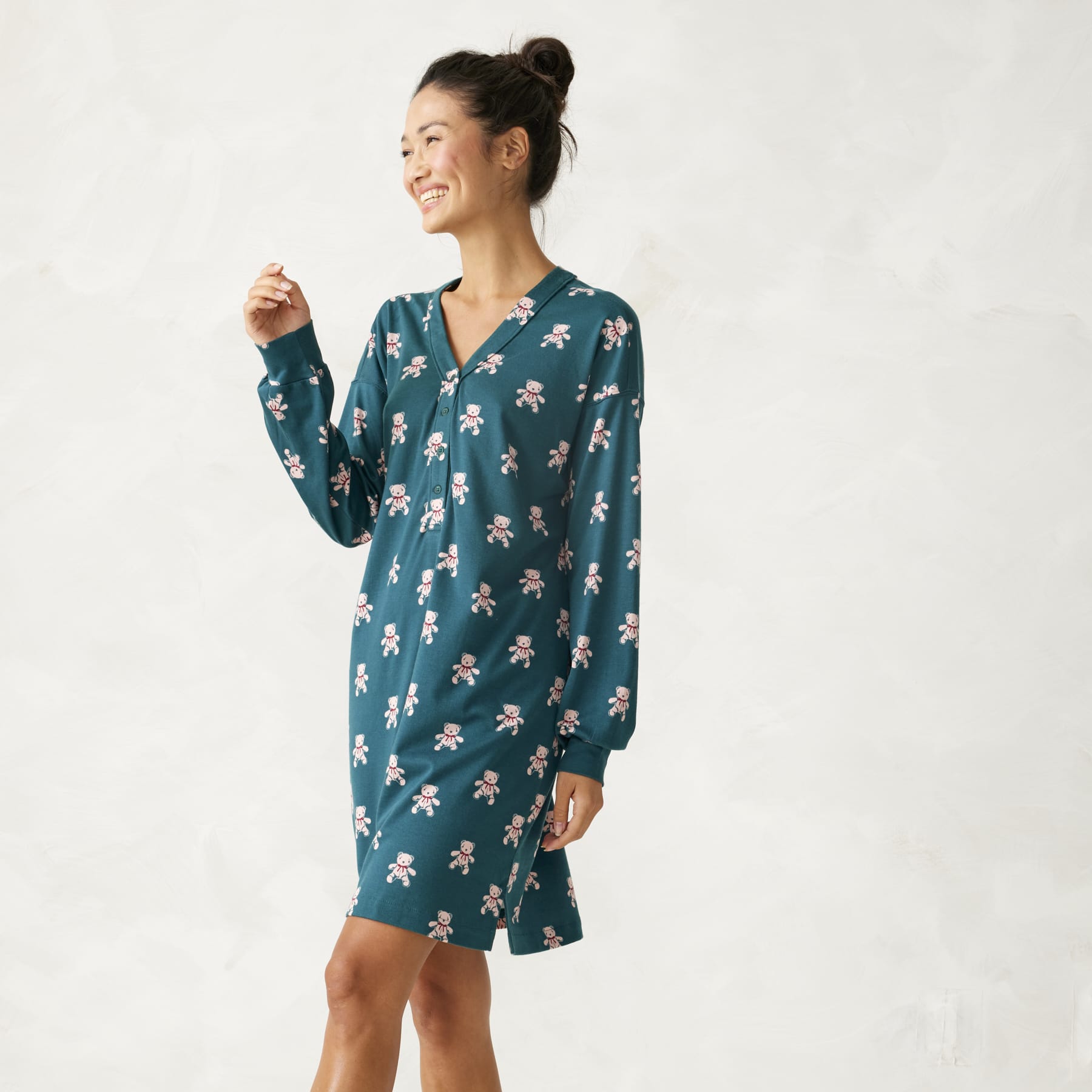 Comfortable Women's Henley Night Dress - Soft Sleepwear for Relaxing at Home & Lounging