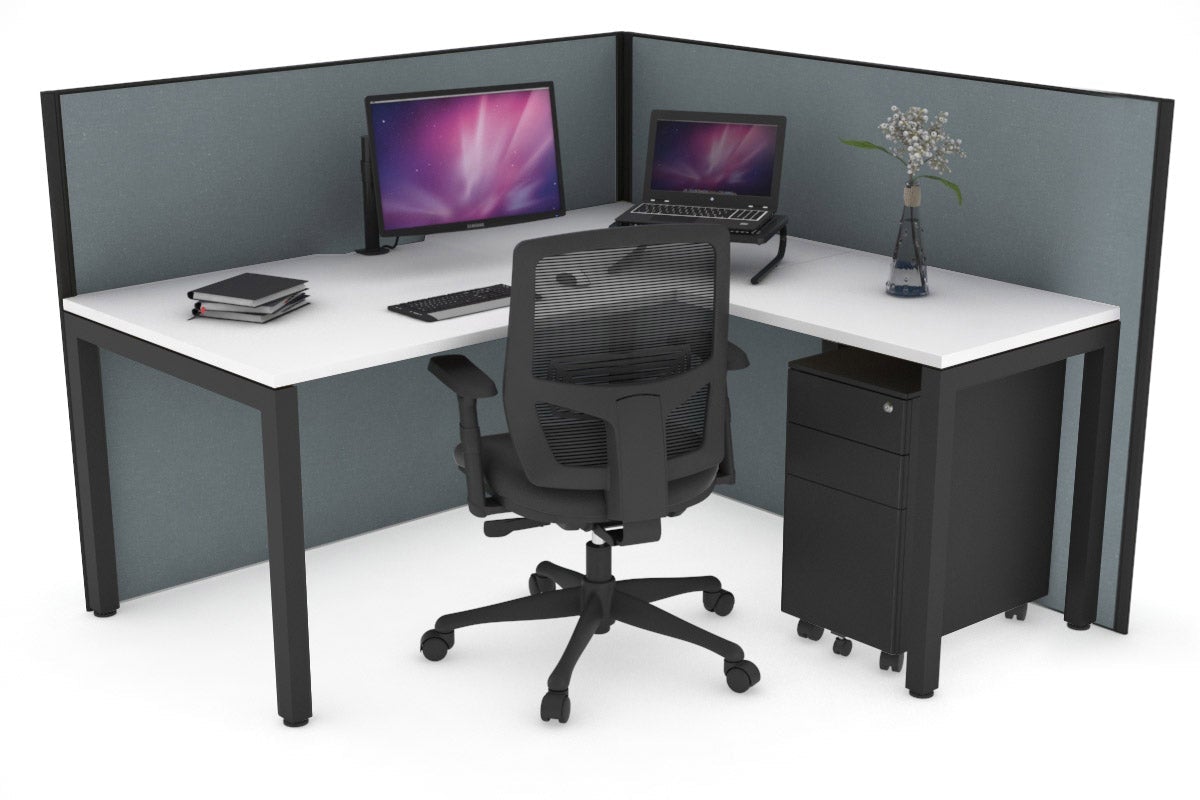 Horizon Quadro Square Legs L-Shaped Corner Office Desk - 1800L x 1550W with Cable Management | Modern Home Office & Gaming Desk for Small Spaces