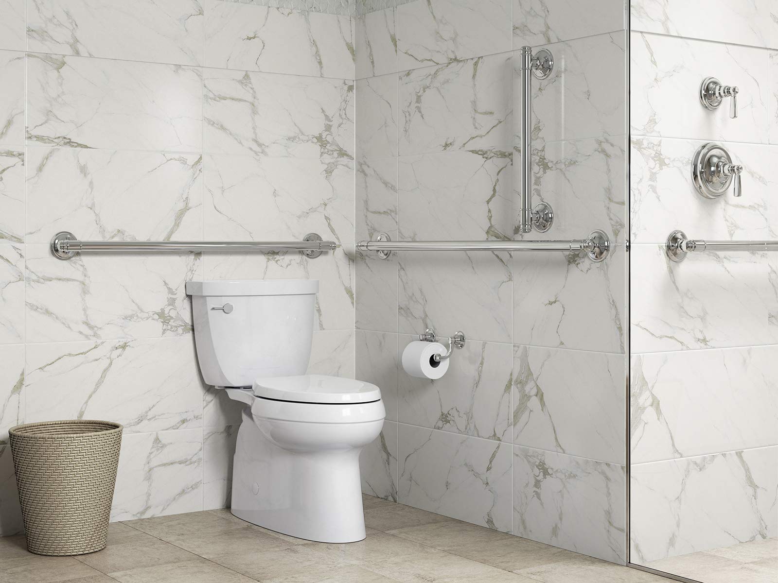 KOHLER ECLECTIC 18-Inch Grab Bar - ADA Compliant Bathroom Safety Handle for Shower, Bathtub & Toilet - Brushed Nickel Finish (Perfect for Elderly & Disabled Access)