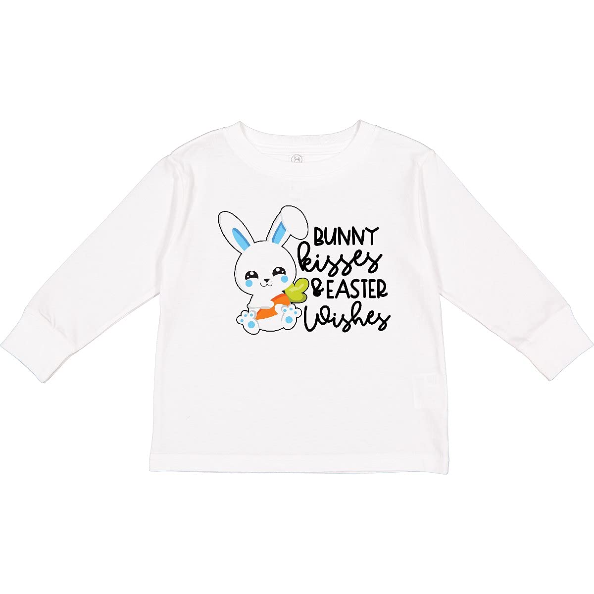 Easter Bunny Kisses & Wishes Toddler Long Sleeve T-Shirt - Cute Easter Outfit for Boys & Girls - Perfect for Easter Egg Hunts & Family Photos