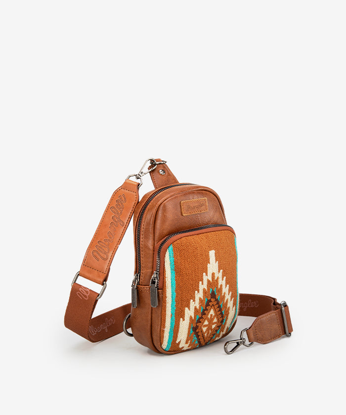 Wrangler Aztec Knitted Sling Bag - Stylish Crossbody Purse for Women & Men - Perfect for Travel, Hiking & Everyday Use
