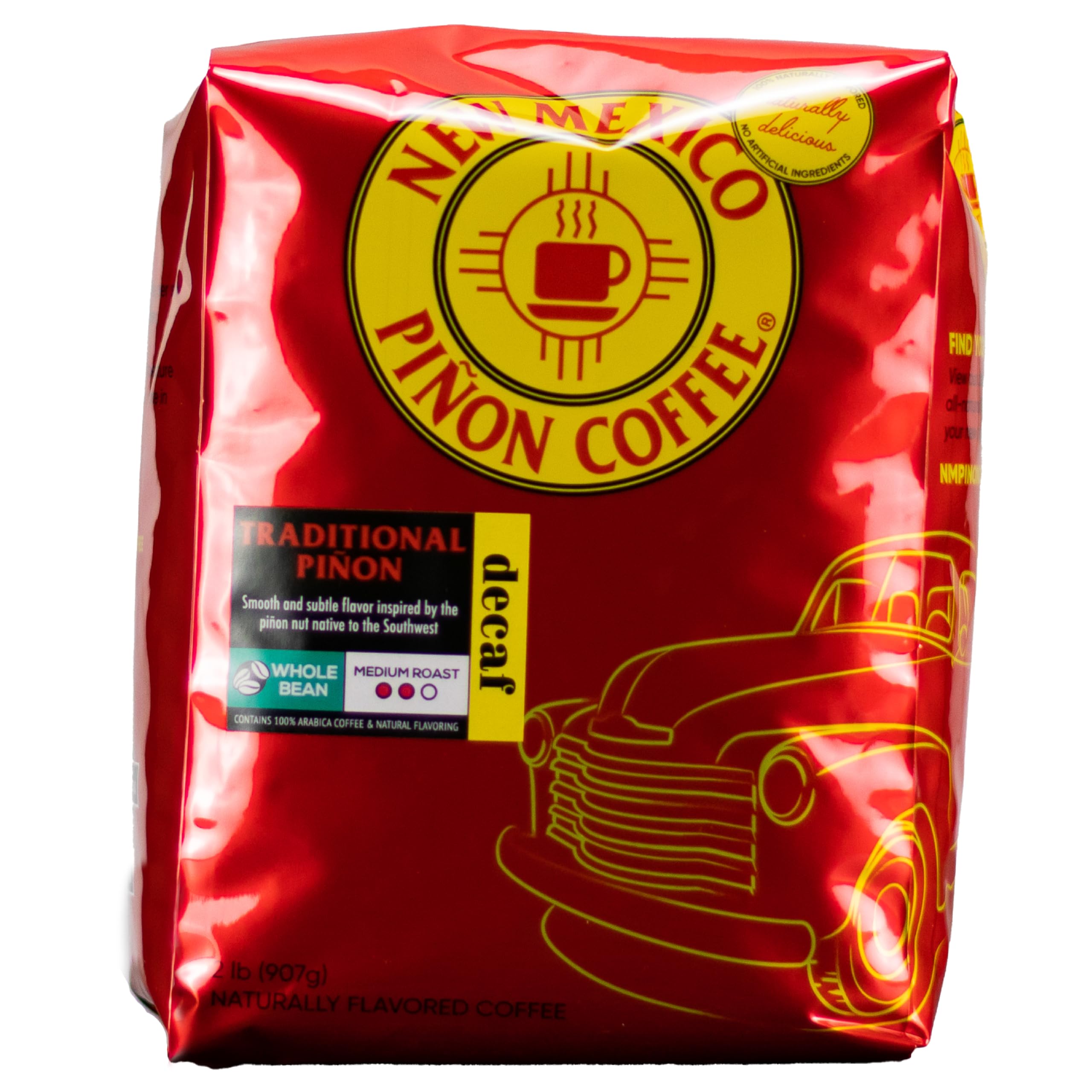Premium New Mexico Piñon Decaf Coffee - Naturally Flavored Whole Bean, 2lb Bag | Traditional Southwest Flavor for Home Brewing & Gifts