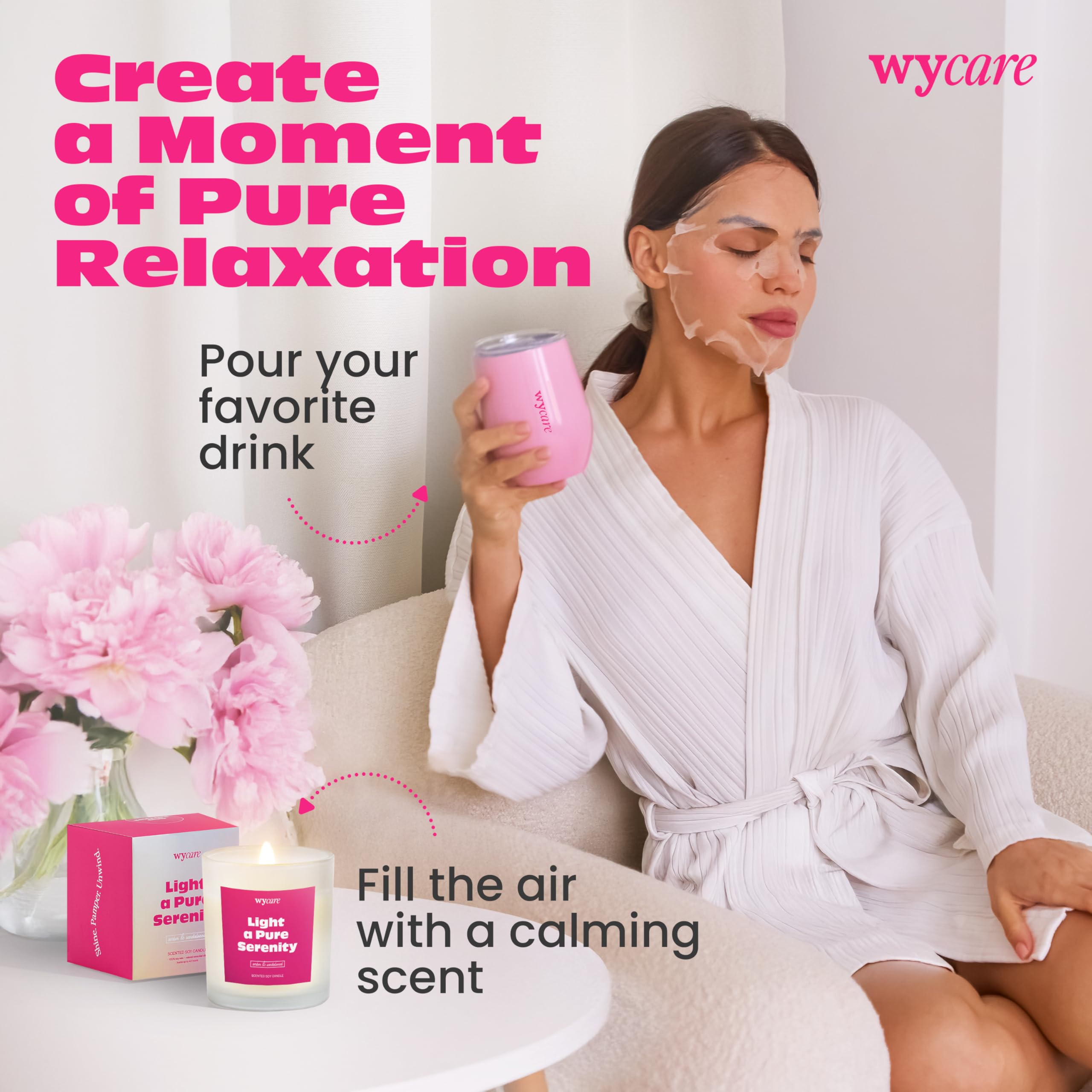 Wycare Luxury Spa Gift Box for Women - Birthday, Get Well Soon & Self Care Gift Basket Set - Best Friend Care Package with Relaxation Essentials - Perfect for Birthdays, Anniversaries & Recovery Gifts