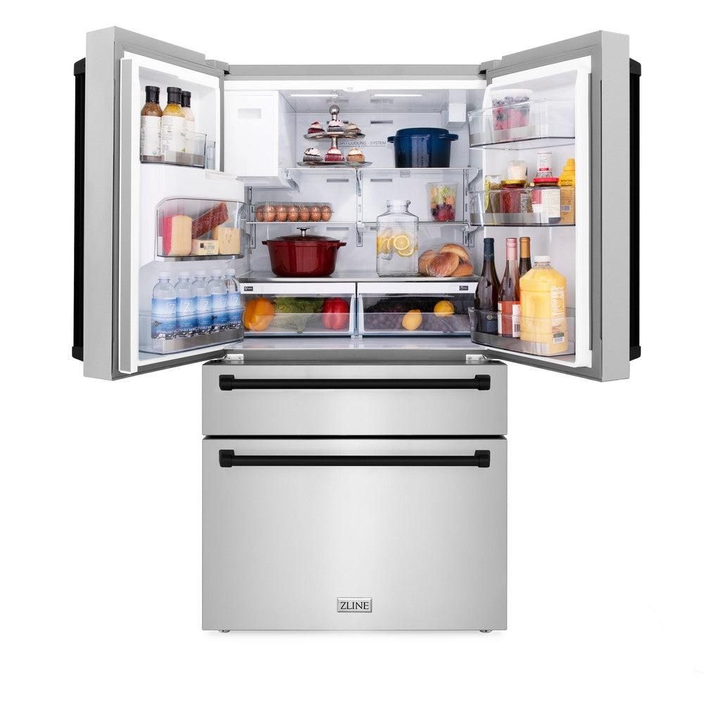 ZLINE Autograph Edition 48-inch Stainless Steel Kitchen Package - Dual Fuel Range, Range Hood, Dishwasher & Refrigerator with Matte Black Accents (4KAPR RARHDWM48 MB) | Premium Appliance Bundle for Modern Kitchens & Luxury Home Renovations