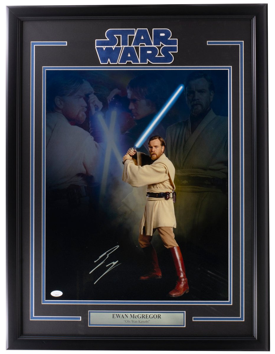 Ewan McGregor Autographed Star Wars Revenge of The Sith Framed Photo 16x20 with JSA Certificate - Perfect for Movie Memorabilia Collectors & Star Wars Fans Display