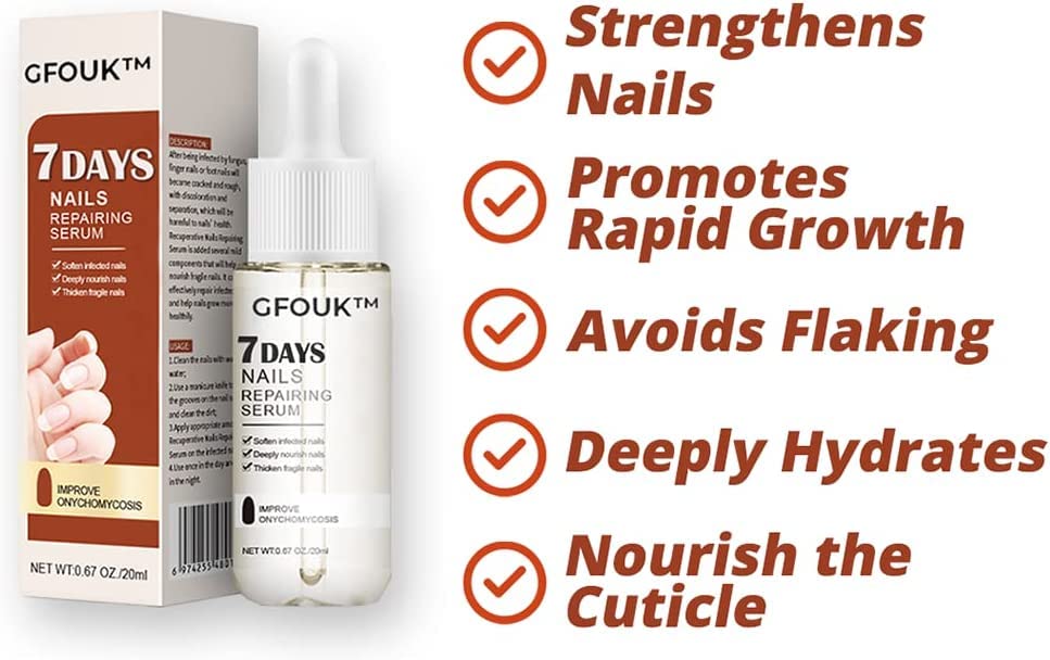 GFOUK 7 Days Nail Growth & Strengthening Serum - Fungal Nail Treatment for Onychomycosis & Paronychia - Fast Acting Nail Repair Solution for Stronger, Healthier Nails in 1 Week (1pc) - Perfect for Damaged, Brittle Nails & Nail Infections at Home or Salon Use